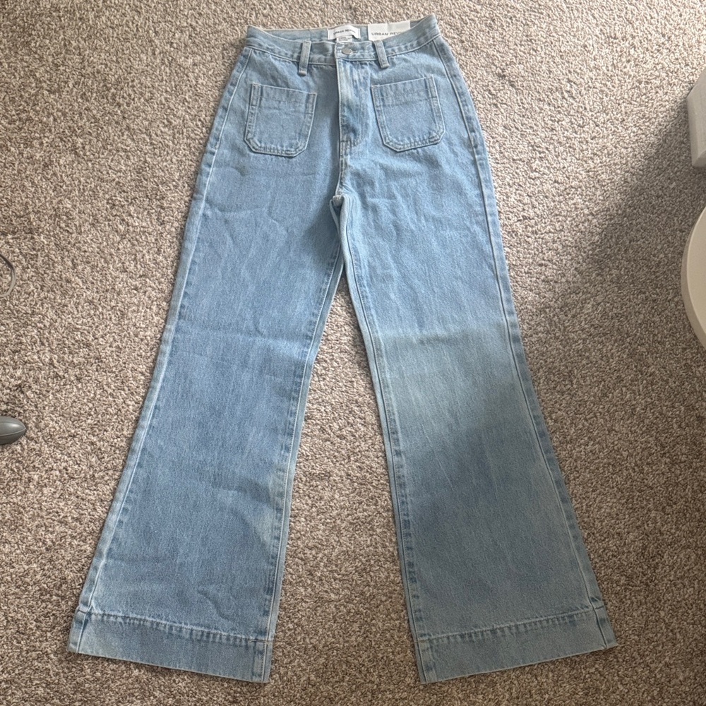 Urban Revivo Light Blue Women's High-Rise Wide-Leg Flared Jeans XS 24 US 2 NWT